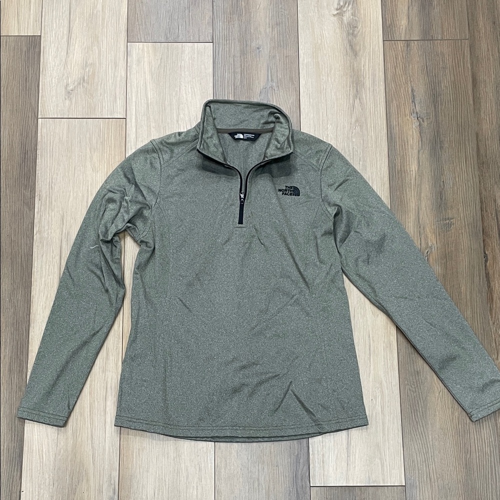 The North Face Heather Olive Green 1/4 Zip Pullover
